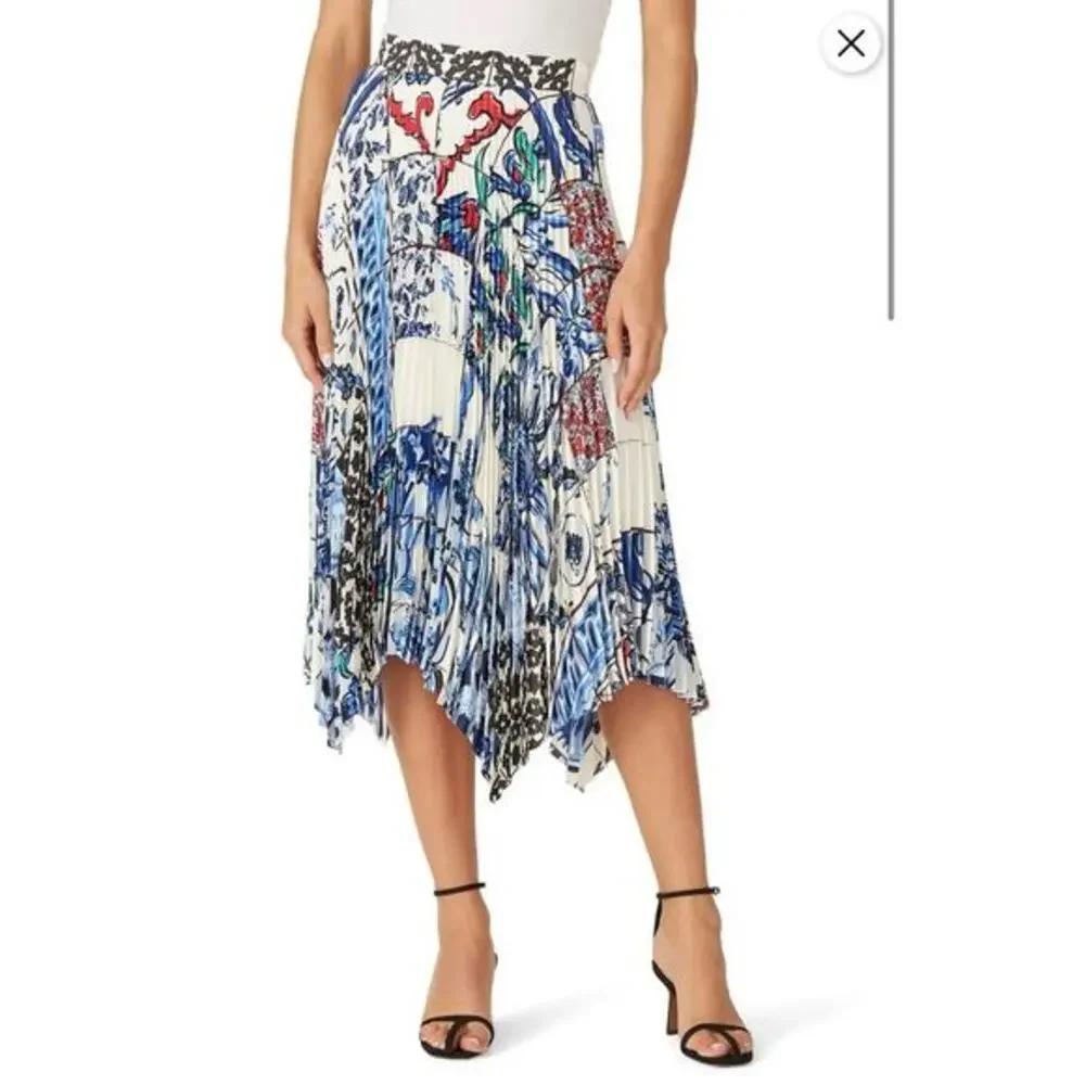 Tory Burch skirt size 2 sunburst pleated midi‎ patterned birds